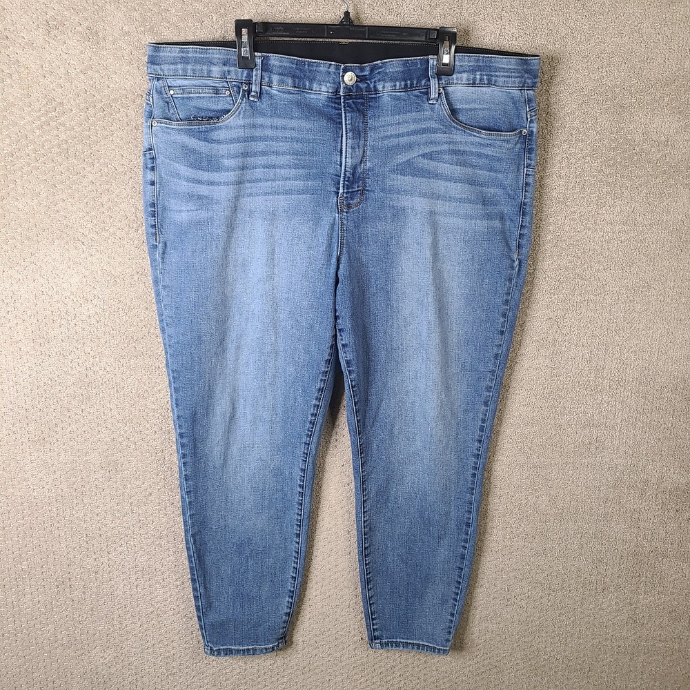 Rebel Jeans‎ Womens 22W Blue The Super Bass Skinny Elastic Waist Denim Stretch